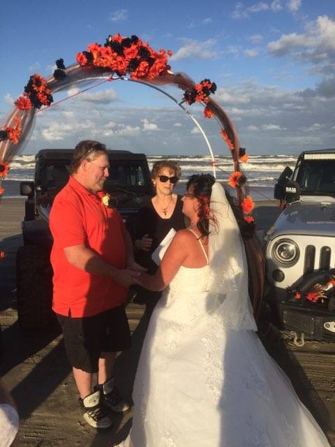 Christine and Ron Wedding in Carova Beach with Reverend Barbara Mulford